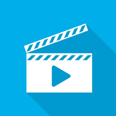 Düz tasarım film simgesi. Vektör çizim. Film simgesi, izole. Oyun Video simgesi