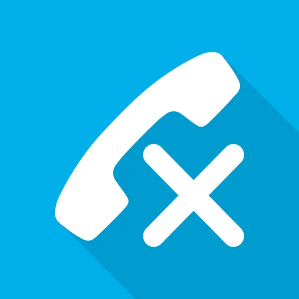 電話のアイコン ベクトルの図 青い背景上の長い影を白い電話のアイコン — ストックベクタ