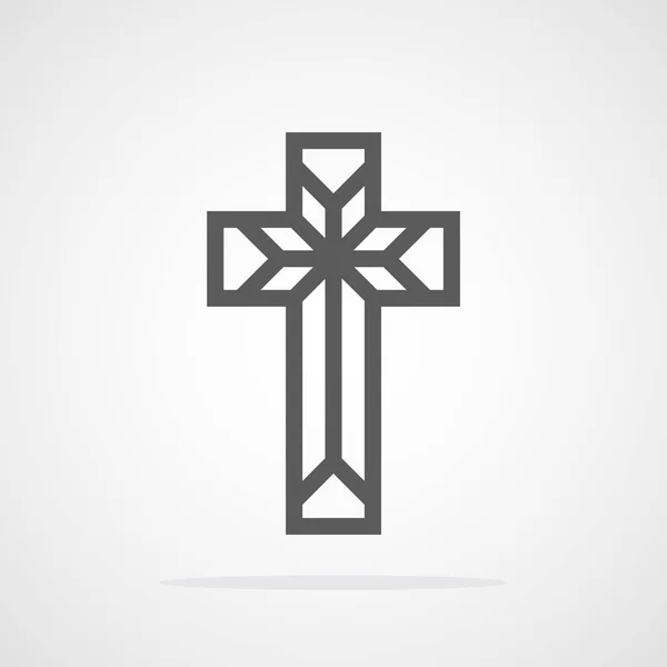 Gray Christian Cross Icon Flat Design Vector Illustration Abstract Linear — Stock Vector