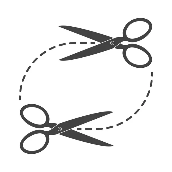 Scissors Cut Lines Vector Illustration Coupon Border Scissors — Stock Vector