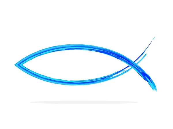 Hıristiyan balık sembolü. Vektör çizim. İzole elle çizilmiş Hıristiyan dinsel simge/ikon