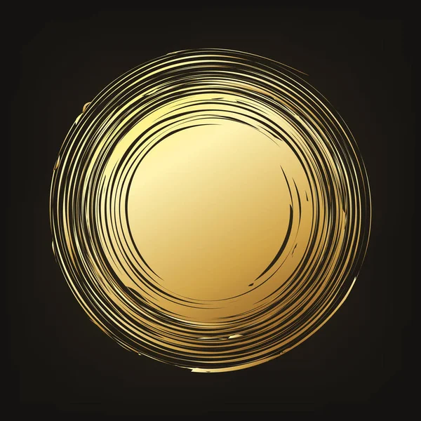 Forma Redonda Oro Dibujado Mano Ilustración Vectorial Fondo Garabato Abstracto — Vector de stock