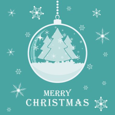 Noel tebrik kartı arka cam Noel top ile. Vektör çizim. Noel top asılı