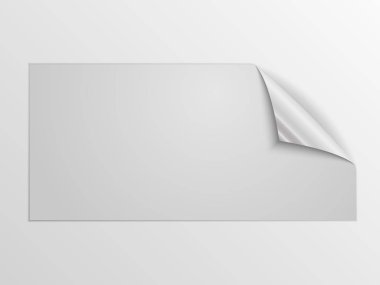 Beyaz kare etiket izole. Vektör çizim. Kağıt etiket gümüş köşesi.