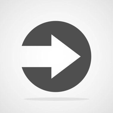 Sağ ok simgesi. Vektör çizim. Düz tarzı gri ok