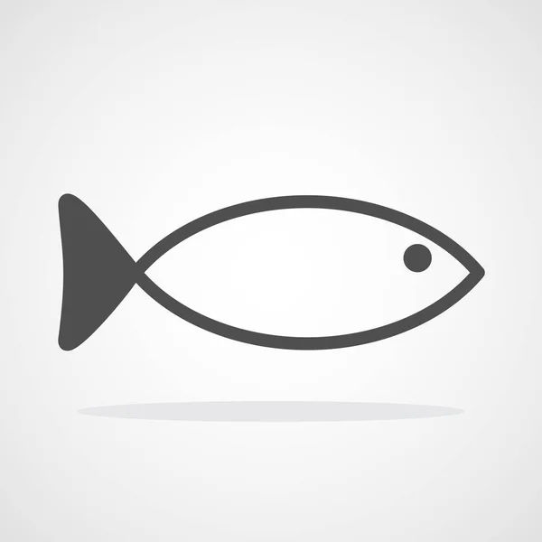 Fish Icon Isolated Vector Illustration Gray Fish Symbol Flat Style — Stock Vector