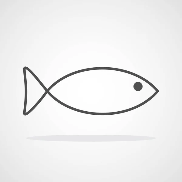 Fish Icon Isolated Vector Illustration Gray Fish Symbol Flat Style — Stock Vector