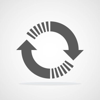 Geri dönüşüm düz ok. Vektör çizim. Yenileme veya izole daire ok yeniden yükleme.