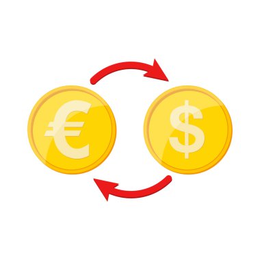 Döviz Alım Satım simgesini düz stil. Vektör çizim. Exchange para simgesi, izole.