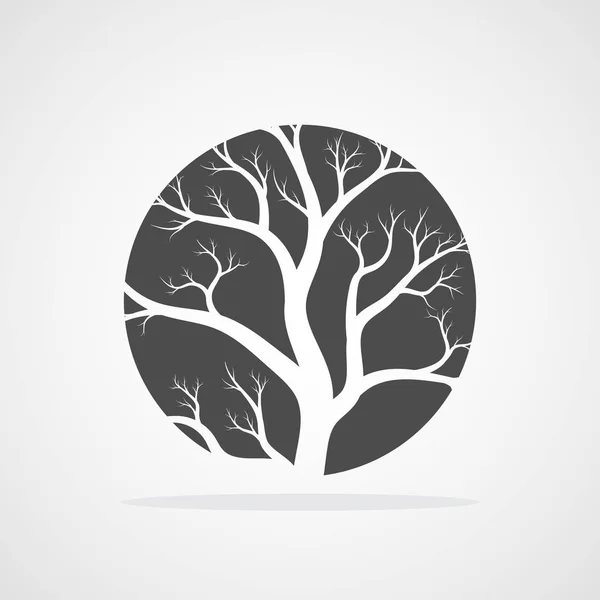 Icono Redondo Árbol Gris Diseño Plano Ilustración Vectorial Árbol Abstracto — Vector de stock