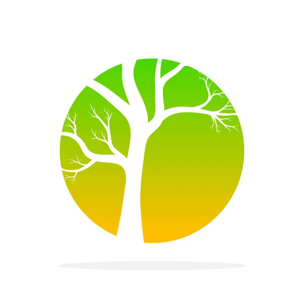 Πράσινο Δέντρο Στρογγυλό Εικονίδιο Στην Επίπεδη Σχεδίαση Εικονογράφηση Διάνυσμα Αφηρημένη — Διανυσματικό Αρχείο