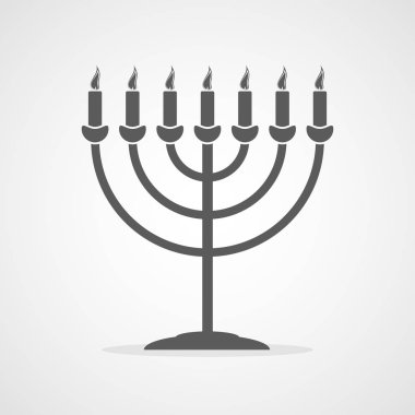 Yedi Kollu Şamdan hanukkah simgesi. Vektör çizim. Hanukkah Menorah düz tarzı.