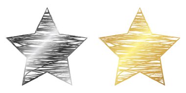 Elle çizilmiş Noel yıldız kümesi. Vektör çizim. İzole karalama yıldız