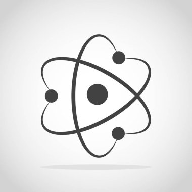 Düz tasarım molekül simgesi. Vektör çizim. İzole gri Atom simgesi