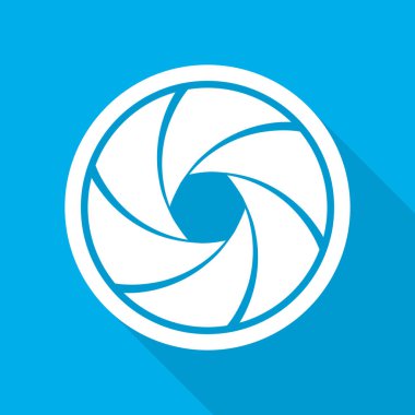 Odak simgesi. Vektör çizim. Diyafram diyafram simgesi. İzole kamera simgesi