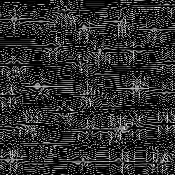 具有条纹混沌波的抽象背景 矢量插图 单色背景 — 图库矢量图片