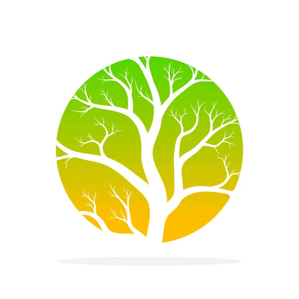 Πράσινο Δέντρο Στρογγυλό Εικονίδιο Στην Επίπεδη Σχεδίαση Εικονογράφηση Διάνυσμα Αφηρημένη — Διανυσματικό Αρχείο