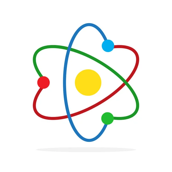 Düz Tasarım Molekül Simgesi Vektör Çizim Zole Renkli Atom Simgesi — Stok Vektör