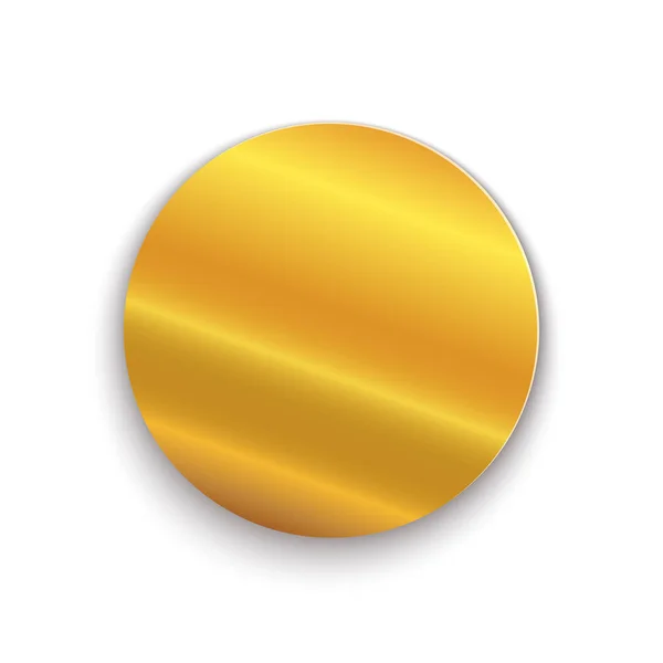 Золотая Круглая Пластина Векторная Иллюстрация Золотая Металлическая Круглая Медаль — стоковый вектор