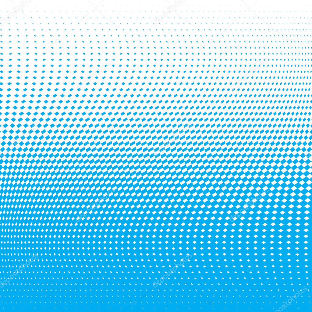 Blue dots on white background. Vector illustration. Abstract background with halftone dots effect.