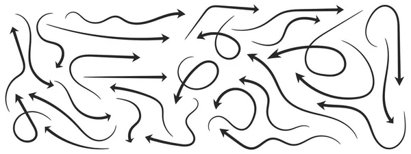 Набір Ручних Намальованих Стрілок Векторні Ілюстрації Гранд Ескіз Стрілок Ізольовано — стоковий вектор