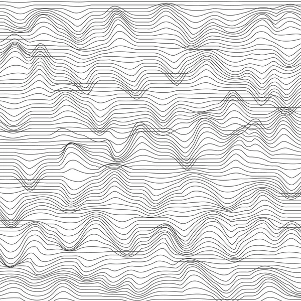 Abstrakter Hintergrund Mit Gestreiften Chaotischen Wellen Vektorillustration Monochromer Hintergrund — Stockvektor