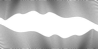 Soyut Doğrusal model. Vektör çizim. Siyah arka plan dalga hatları ile