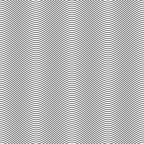 Abstraktes Lineares Muster Vektorillustration Schwarzer Hintergrund Mit Wellenlinien — Stockvektor