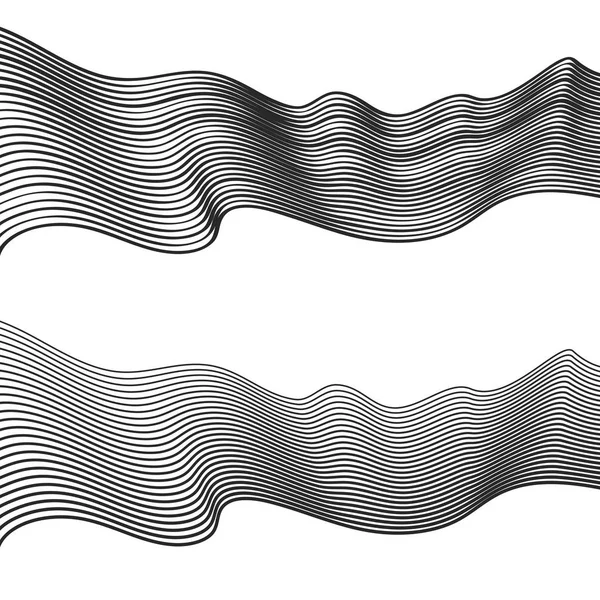 Modello Lineare Astratto Illustrazione Vettoriale Fondo Nero Con Linee Onda — Vettoriale Stock