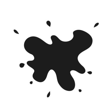 Siyah mürekkep boya spot beyaz arka plan üzerinde izole. Vektör çizim. Siyah mürekkep lekesi