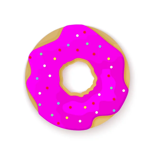 Sweet Donut Icon Flat Design Vector Illustration Donut Pink Cream — Stockvector