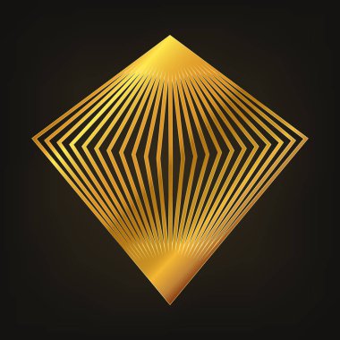 Soyut elmas logo şablonu. Vektör çizim. Altın doğrusal baklava simgesini