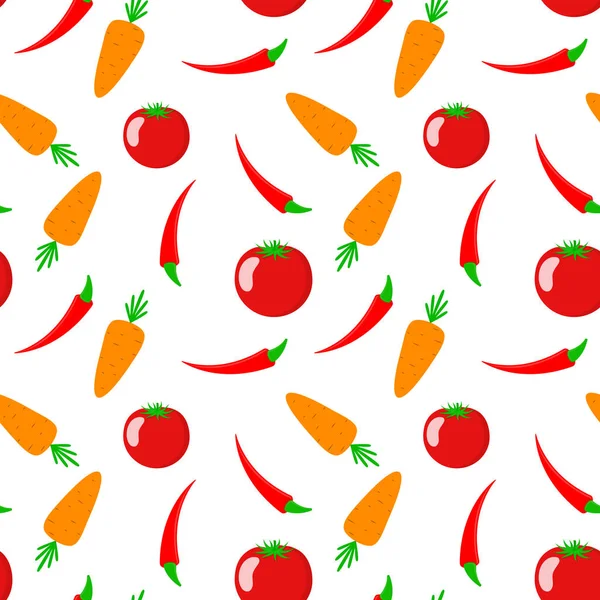 Nahtloses Muster Mit Gemüse Vektorillustration Abstrakte Niedliche Hintergrund Mit Tomate — Stockvektor