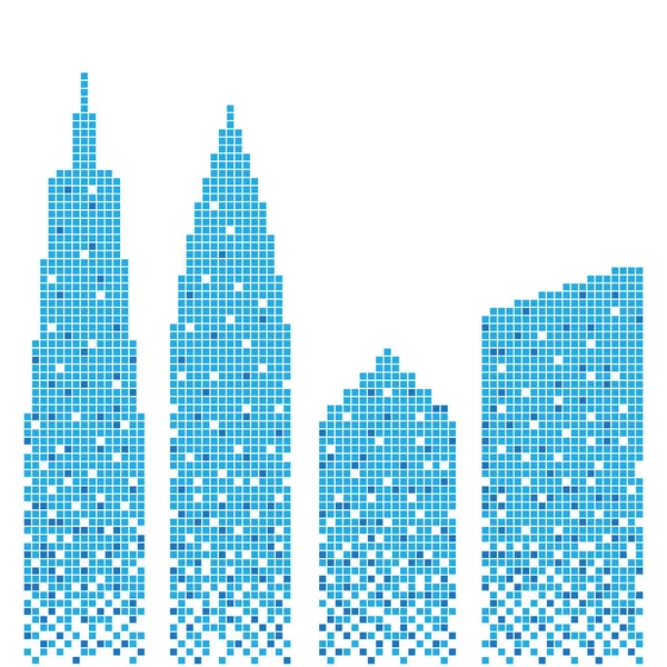 Pixel Umění Design Budovy Vektorové Ilustrace Abstraktní Modré Budovy Stylu — Stockový vektor