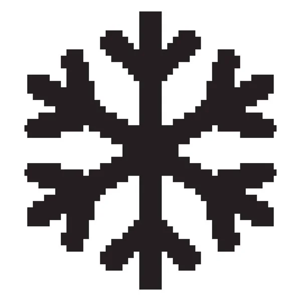 Black Snowflake Pixel Style Vector Illustration Abstract Snowflake Icon Isolated — Stock Vector
