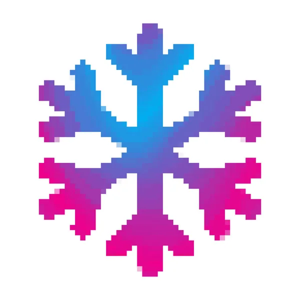Floco Neve Colorido Estilo Pixel Ilustração Vetorial Ícone Floco Neve — Vetor de Stock