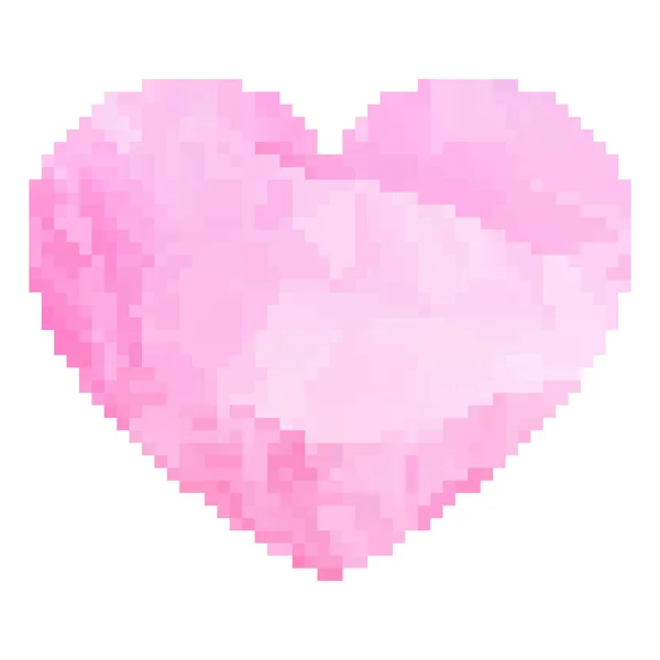 Różowe Serce Stylu Pikseli Ilustracja Wektorowa Abstrakcja Serce Ikona Białym — Wektor stockowy