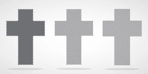 Pixel Design Arte Christian Cross Ilustração Vetorial Abstract Christian Cross — Vetor de Stock