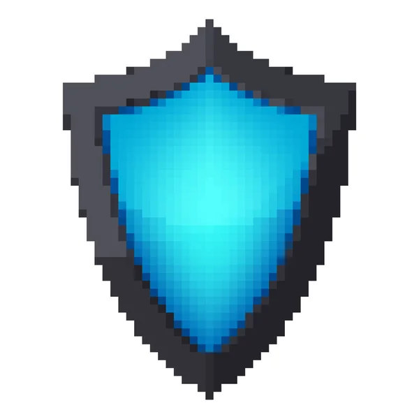 Pixel Art Design Icona Shield Illustrazione Vettoriale Icona Astratta Dello — Vettoriale Stock