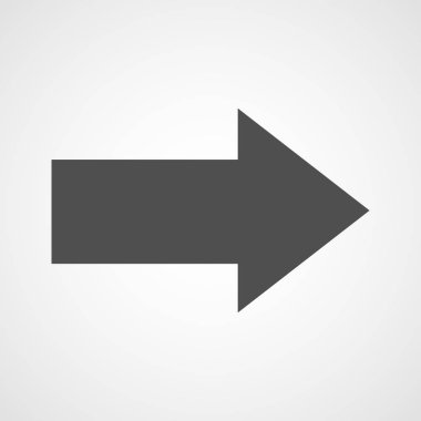 Düz stilde siyah ok simgesi. Vektör çizim. Ok sağa, izole ışık arka plan üzerinde.