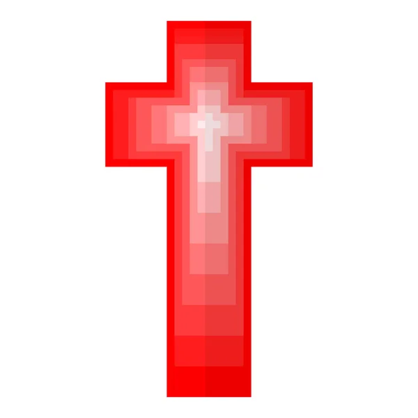 Pixel Art Design Christian Cross Vector Illustration Abstract Christian Cross — Stock Vector
