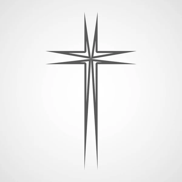 Cruz Cristiana Gris Icono Diseño Plano Ilustración Vectorial Resumen Cruz — Vector de stock