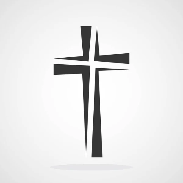 Icono gris de la cruz cristiana. Ilustración vectorial . — Vector de stock