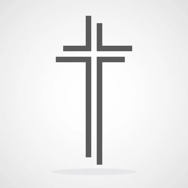 Icono gris de la cruz cristiana. Ilustración vectorial . — Vector de stock