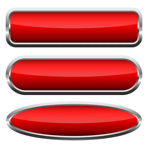 Conjunto de botones brillantes rojos. Ilustración vectorial . — Archivo Imágenes Vectoriales