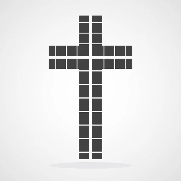 Ícone de cruz cristão cinzento. Ilustração vetorial . — Vetor de Stock
