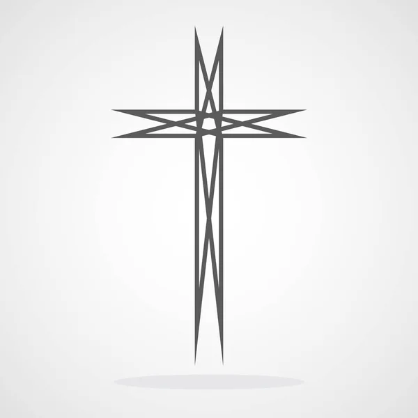 Grijze christelijke kruis pictogram. Vectorillustratie. — Stockvector