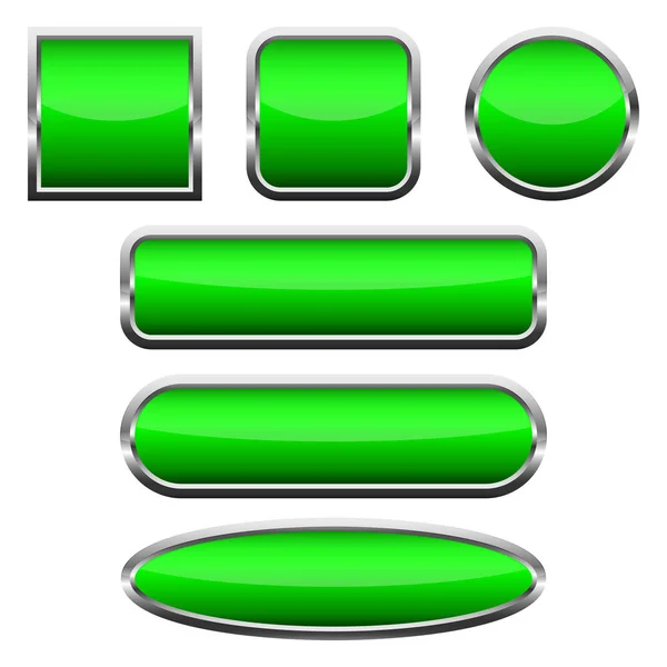 Conjunto de botões verdes brilhantes. Ilustração vetorial . —  Vetores de Stock