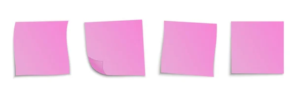 Set aus rosa quadratischen Papieraufklebern. Vektorillustration — Stockvektor