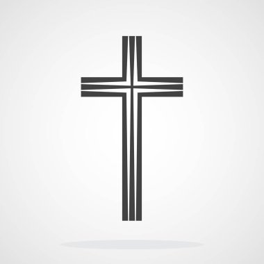 Gri Hıristiyan çapraz simgesi. Vektör çizim.